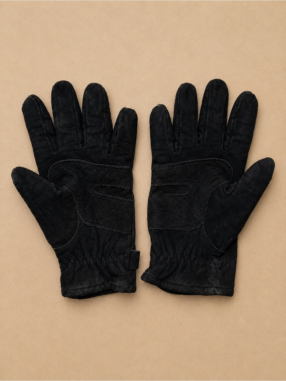 Barbour Black Suede Leather Gloves Size M Adjustable Strap - Picture 2 of 6